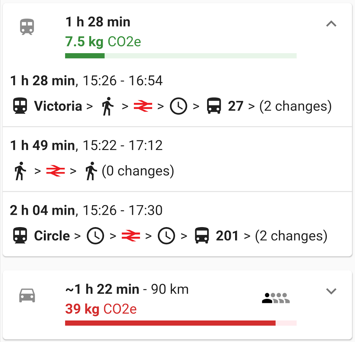 Compare carbon footprint